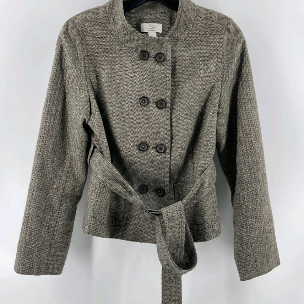 Ann Taylor Loft Brown Belted Jacket Blazer